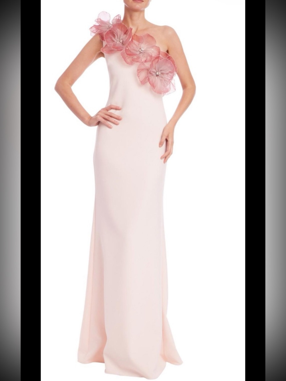 Badgley Mischka 3D Floral Accent,Crepe Gown,actualColor :#1-3,sz8,new WithoutTag